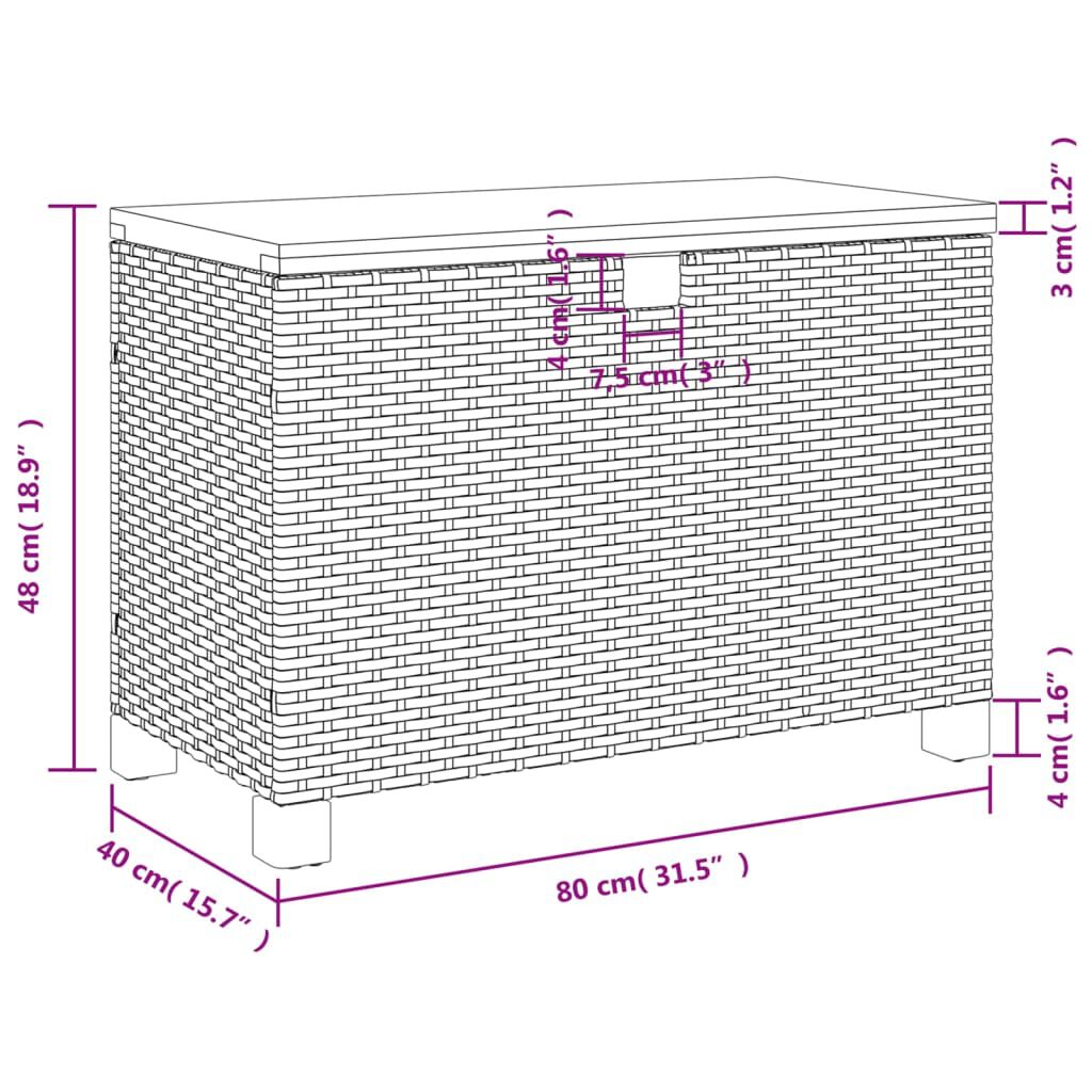 vidaXL Κουτί Αποθ. Κήπου Γκρι 80x40x48 εκ. Συνθ. Ρατάν/Μασίφ Ακακία