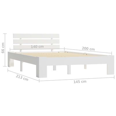 vidaXL Πλαίσιο Κρεβατιού Λευκό 140 x 200 εκ. από Μασίφ Ξύλο Πεύκου