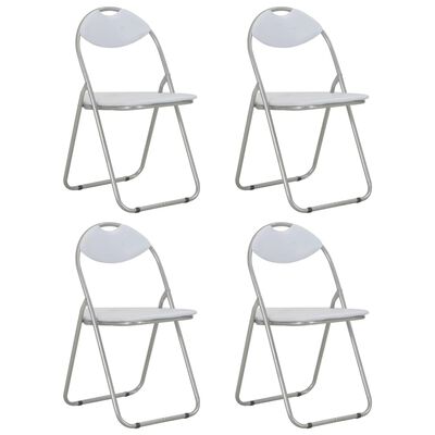 vidaXL Καρέκλες Τραπεζαρίας Πτυσσόμενες 4 τεμ. Λευκές Συνθετικό Δέρμα