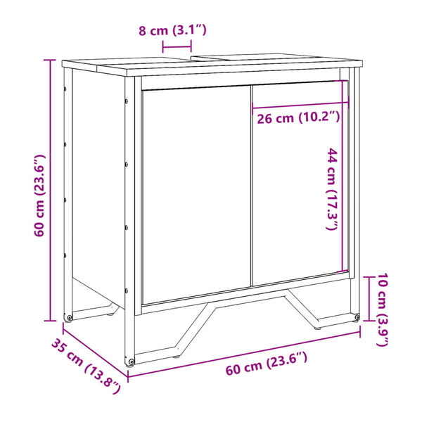 vidaXL Ντουλάπι Νιπτήρα Μπάνιου Μαύρο 60x35x60 εκ. Επεξεργασμένο Ξύλο