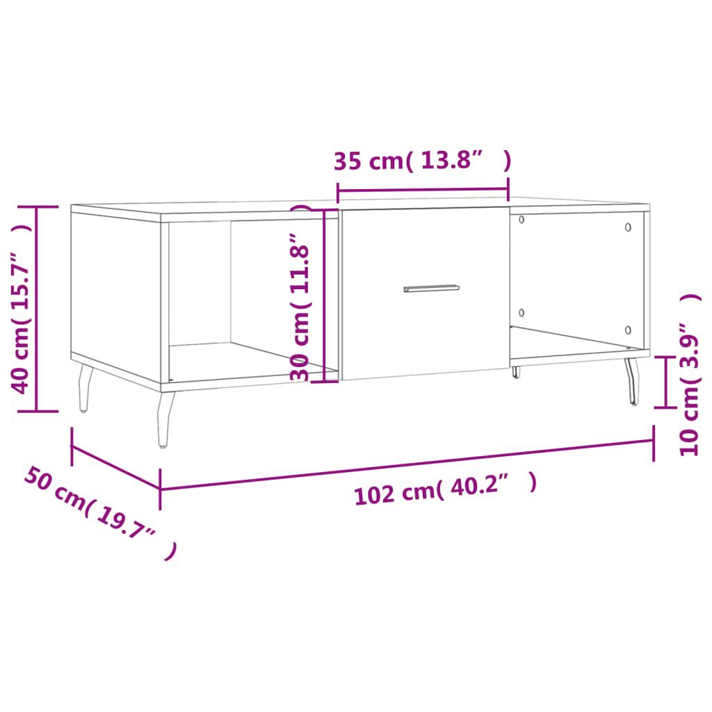 vidaXL Τραπεζάκι Σαλονιού Γυαλ. Λευκό 102x50x40 εκ. Επεξεργ. Ξύλο