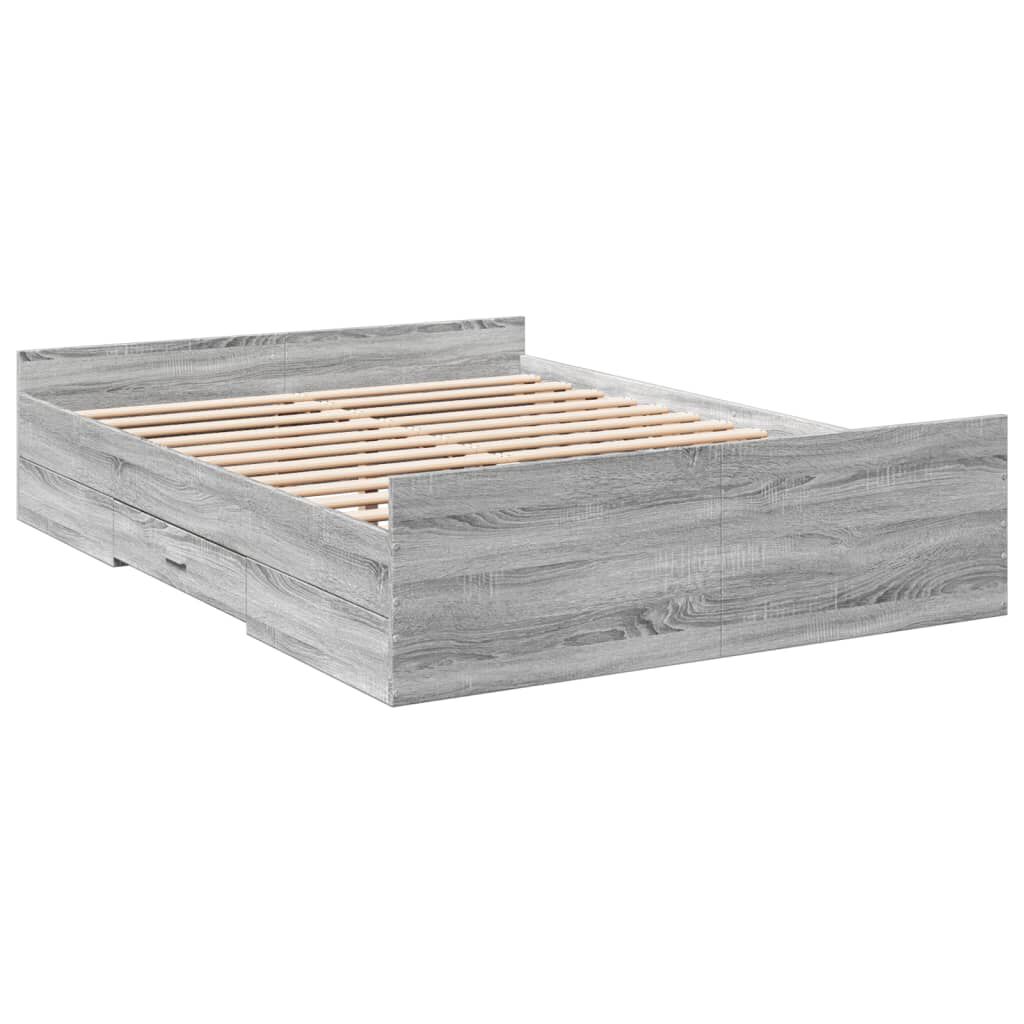 vidaXL Πλαίσιο Κρεβατιού με συρτάρια Γκρι sonoma 120x190εκ. Επεξ. Ξύλο