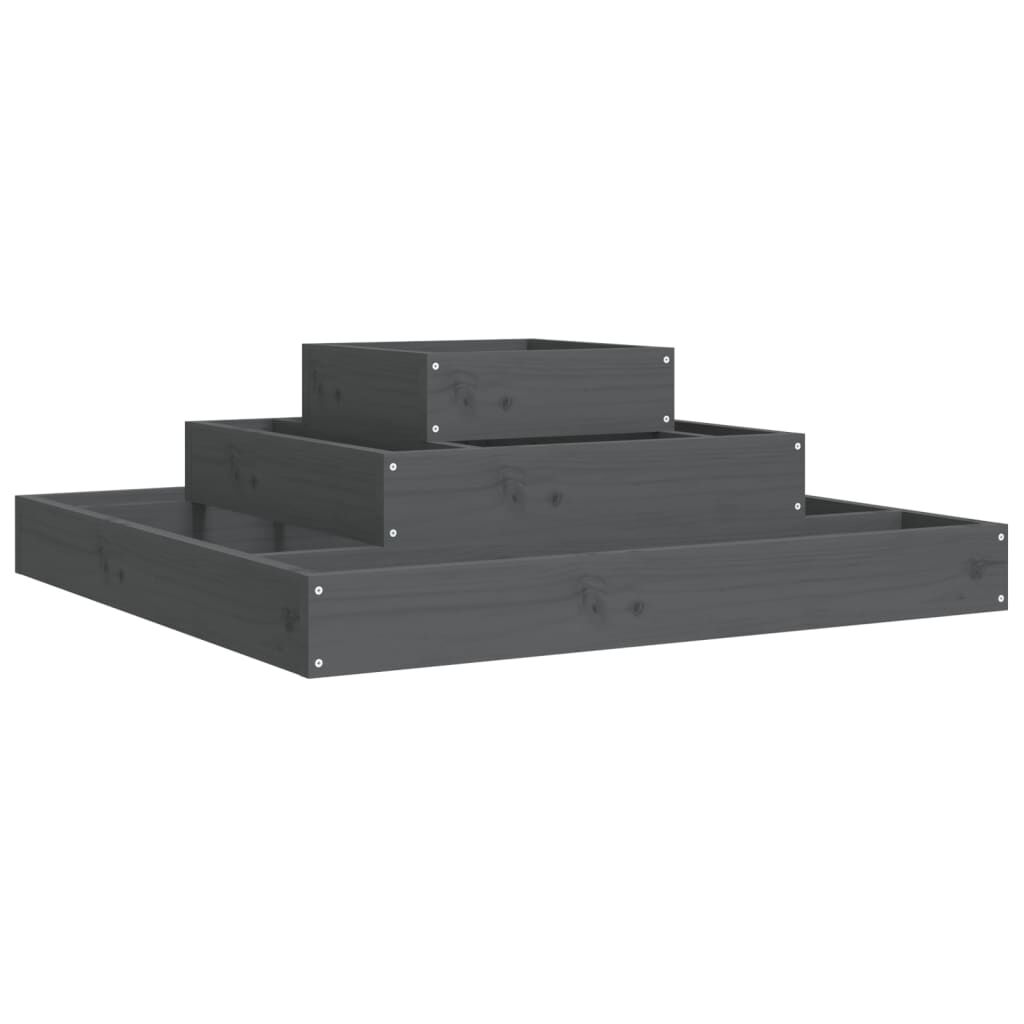 vidaXL Ζαρντινιέρα Γκρι 80 x 80 x 27 εκ. από Μασίφ Ξύλο Πεύκου