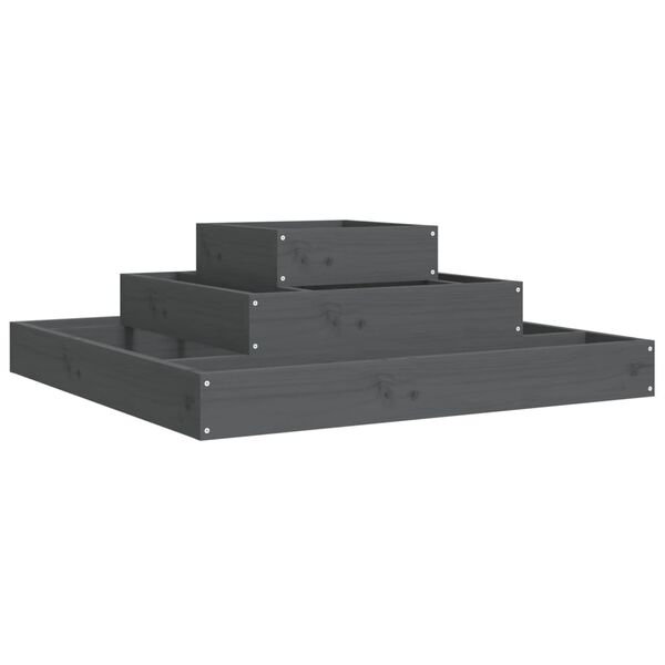 vidaXL Ζαρντινιέρα Γκρι 80 x 80 x 27 εκ. από Μασίφ Ξύλο Πεύκου