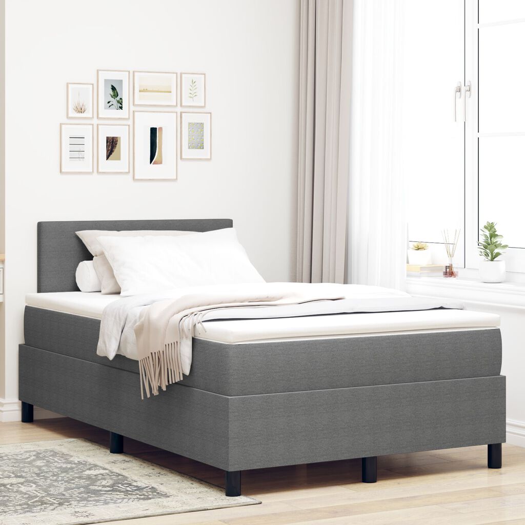 vidaXL Kρεβάτι με πλαίσιο με στρώμα & LED Γκρι 120x200 εκ. Βελούδινο ύφασμα