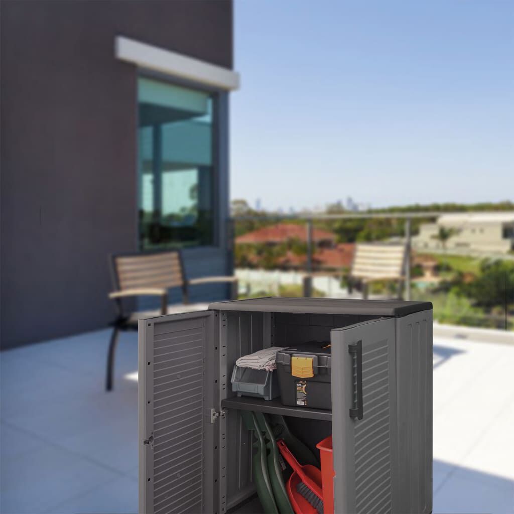 vidaXL Ντουλάπι Αποθήκ. Κήπου Γκρι/Μαύρο 68x37x163 εκ. Πολυπροπυλένιο