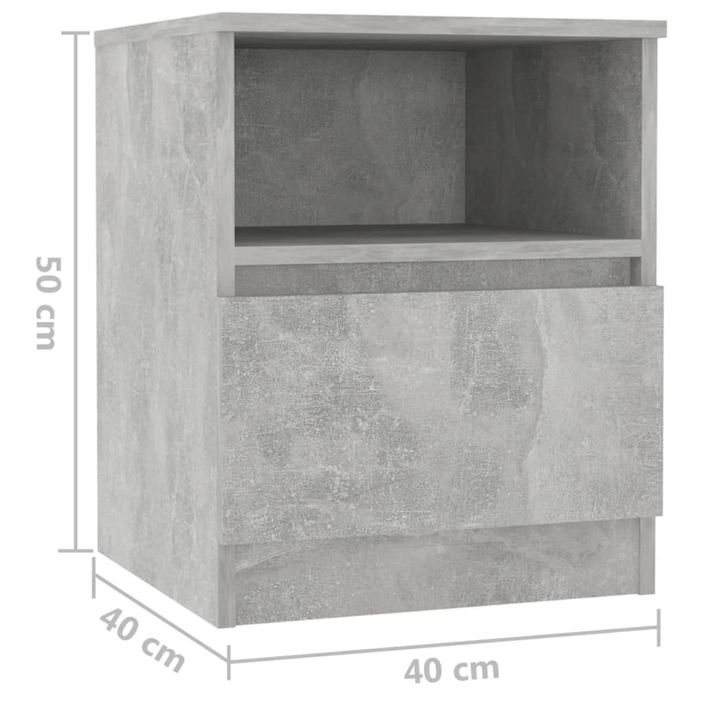 vidaXL Κομοδίνο Γκρι Σκυροδέματος 40 x 40 x 50 εκ. από Επεξ. Ξύλο