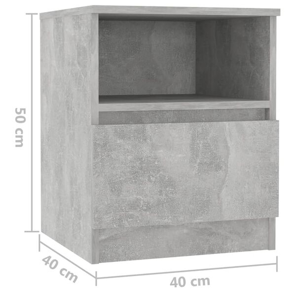 vidaXL Κομοδίνο Γκρι Σκυροδέματος 40 x 40 x 50 εκ. από Επεξ. Ξύλο
