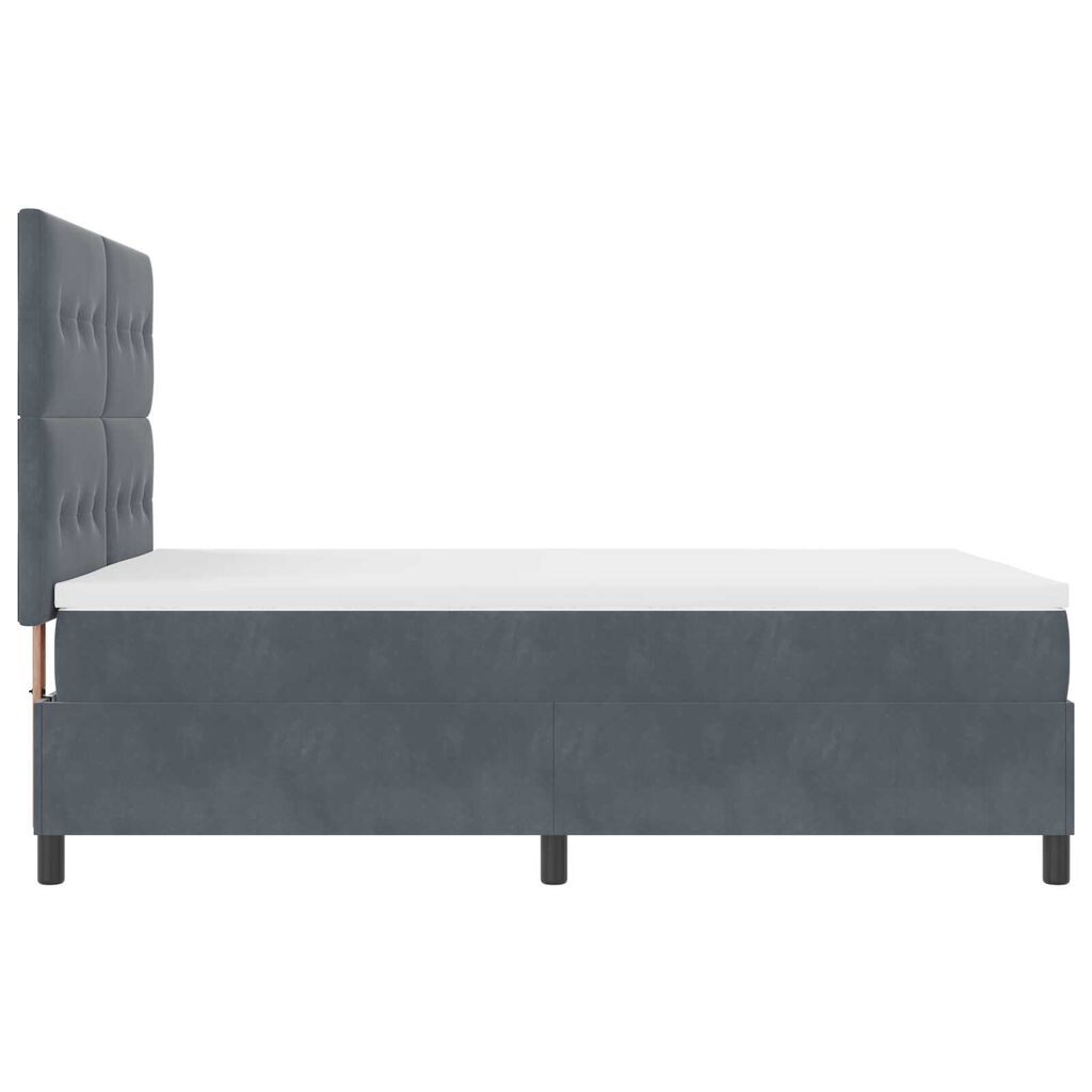 vidaXL Κρεβάτι Box Spring με Στρώμα Σκούρο Γκρί 160x200 εκ Βελούδο