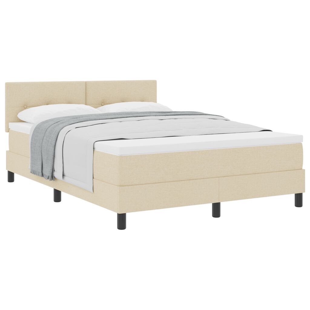 vidaXL Κρεβάτι Box Spring με Στρώμα Κρέμα 140x200 εκ. Υφασμάτινο