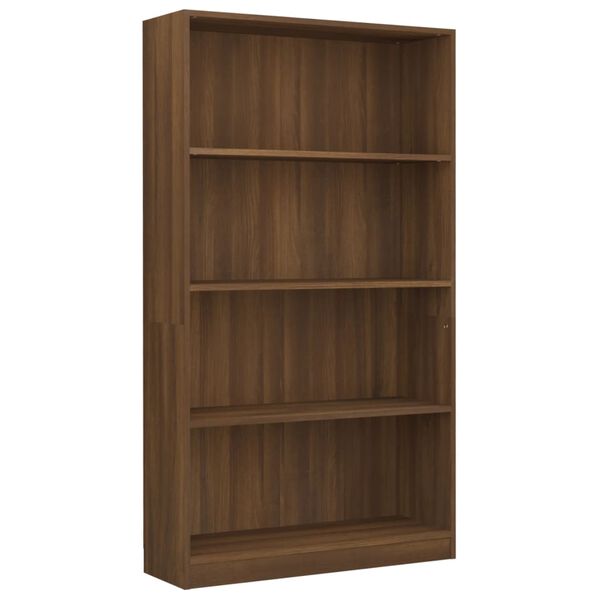 vidaXL Βιβλιοθήκη με 4 Ράφια Καφέ Δρυς 80x24x142 εκ. Επεξεργ. Ξύλο