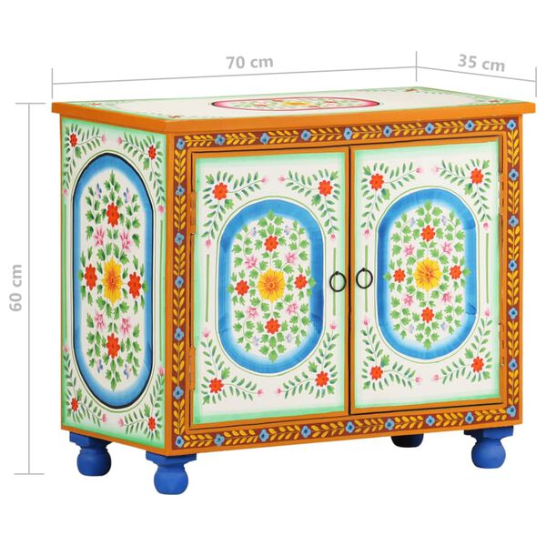 vidaXL Ντουλάπι με Χειροπ. Λεπτομέρειες 70x35x60 εκ. Μασίφ Ξύλο Μάνγκο