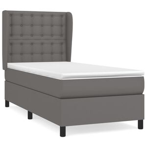 vidaXL Κρεβάτι Boxspring με Στρώμα Γκρι 80 x 200 εκ. Συνθετικό Δέρμα