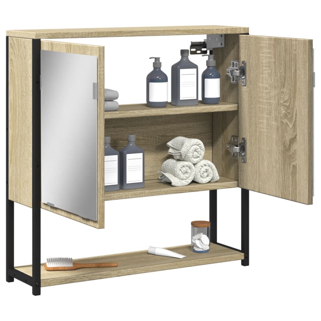 vidaXL Καθρέφτης Μπάνιου Ντουλάπι Sonoma Δρυς 60x16x60 εκ. Επεξ. Ξύλο
