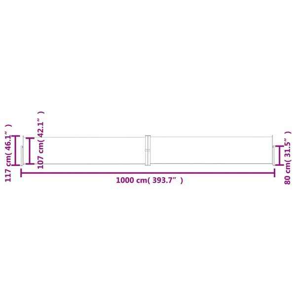 vidaXL Σκίαστρο Πλαϊνό Συρόμενο Κρεμ 220 x 1000 εκ.
