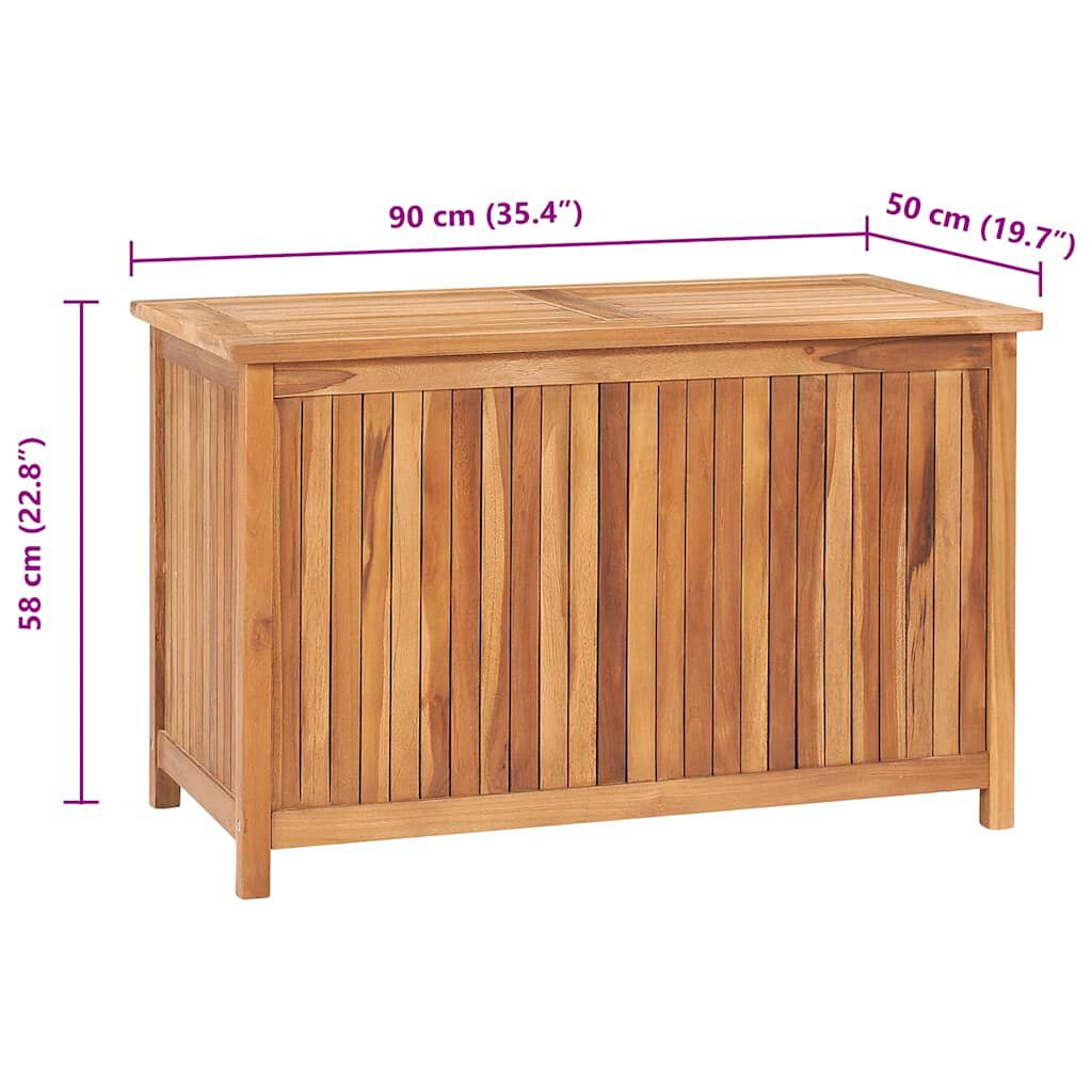 vidaXL Μπαούλο Αποθήκευσης Κήπου 90 x 50 x 58 εκ. από Μασίφ Ξύλο Teak