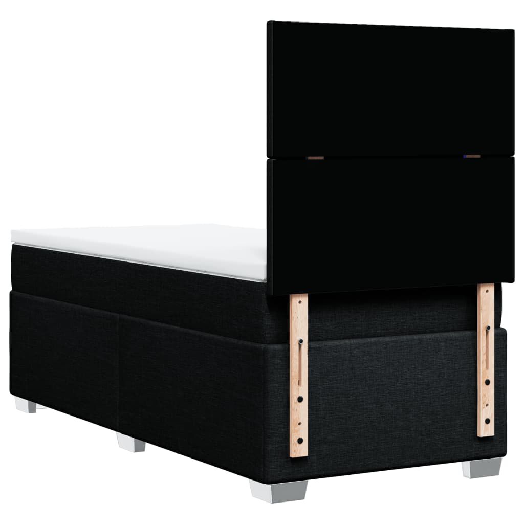 vidaXL Κρεβάτι Boxspring με Στρώμα Μαύρο 80 x 200 εκ. Υφασμάτινο