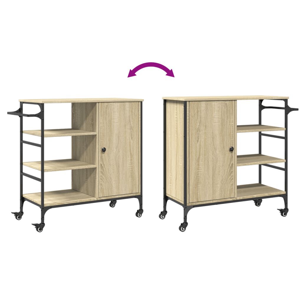 vidaXL Τρόλεϊ Κουζίνας Sonoma Δρυς 87,5x38,5x84,5 εκ. Επεξ. Ξύλο