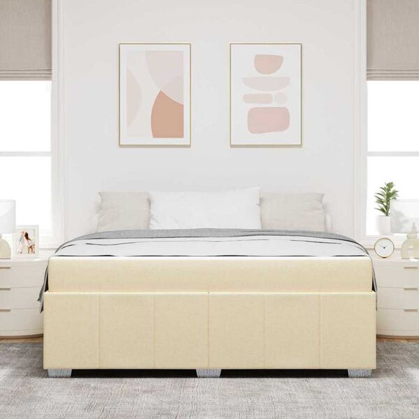 vidaXL Σκελετός Κρεβατιού με στρώμα Κρεμ 180 x 200 cm ύφασμα