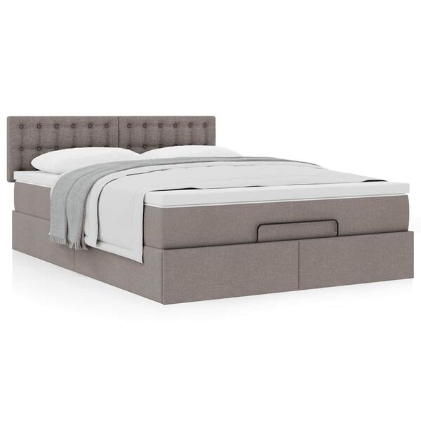 vidaXL Οθωμανικό κρεβάτι με στρώμα Taupe 140x200cm ύφασμα