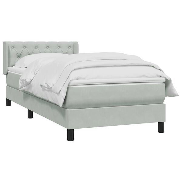 vidaXL Box Spring κρεβάτι με στρώμα ανοιχτό γκρι 80x220 cm Βελούδινο
