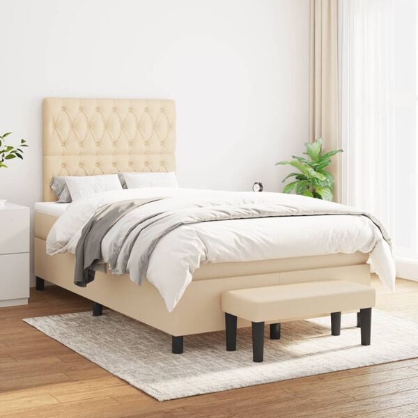 vidaXL &Kappa;&rho;&epsilon;&beta;ά&tau;&iota; Boxspring &mu;&epsilon; &Sigma;&tau;&rho;ώ&mu;&alpha; &Kappa;&rho;&epsilon;&mu; 120x190 &epsilon;&kappa;. &Upsilon;&phi;&alpha;&sigma;&mu;ά&tau;&iota;&nu;&omicron;