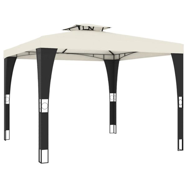 vidaXL Κιόσκι με Διπλή Οροφή Κρεμ 2,98x2,98 μ. Ατσάλινο