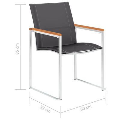 vidaXL Καρέκλες Κήπου 2 τεμ. Γκρι από Ανοξείδωτο Ατσάλι / Textilene