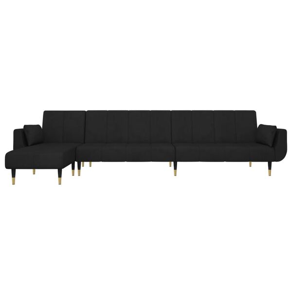vidaXL Καναπές Κρεβάτι Γωνιακός Μαύρος 275 x 140 x 70 εκ. Βελούδινος