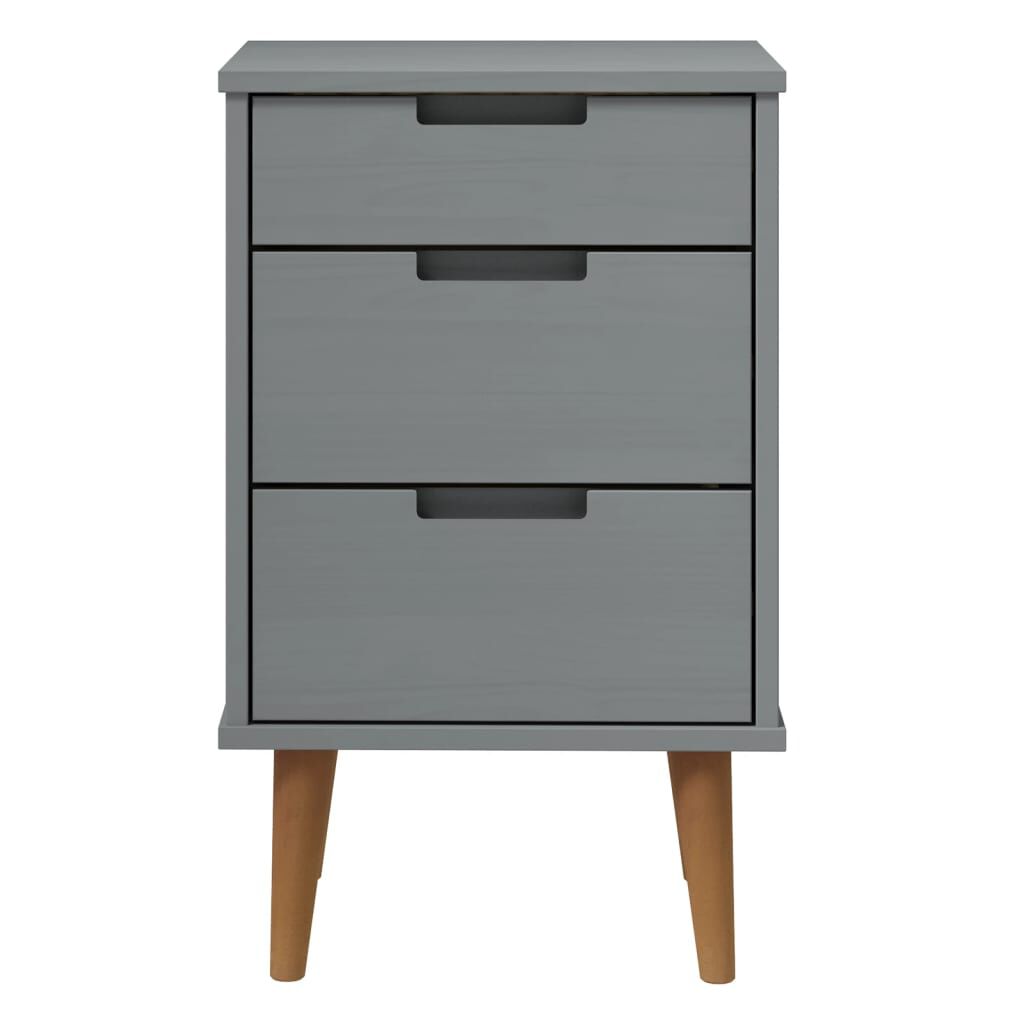 vidaXL Κομοδίνο MOLDE Γκρι 40x35x65 εκ. από Μασίφ Ξύλο Πεύκου