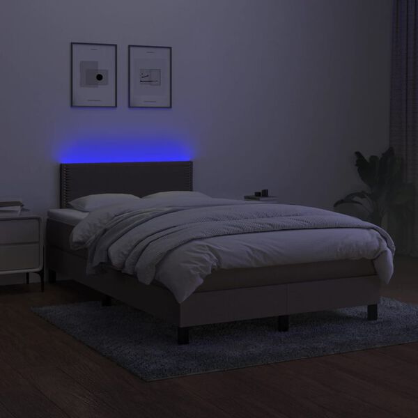 vidaXL &Kappa;&rho;&epsilon;&beta;ά&tau;&iota; Boxspring &mu;&epsilon; &Sigma;&tau;&rho;ώ&mu;&alpha; & LED Taupe 120x190 &epsilon;&kappa;. &Upsilon;&phi;&alpha;&sigma;&mu;ά&tau;&iota;&nu;&omicron;