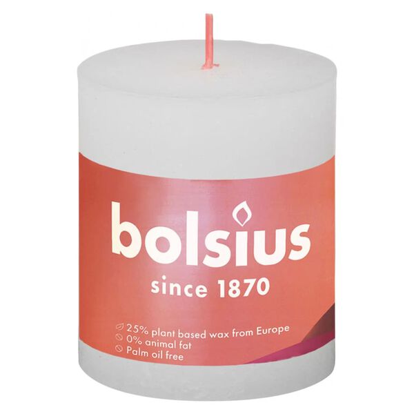 Bolsius Κεριά Κύλινδρος Ρουστίκ Shine 4 τεμ. Θολό Λευκό 80 x 68 χιλ.