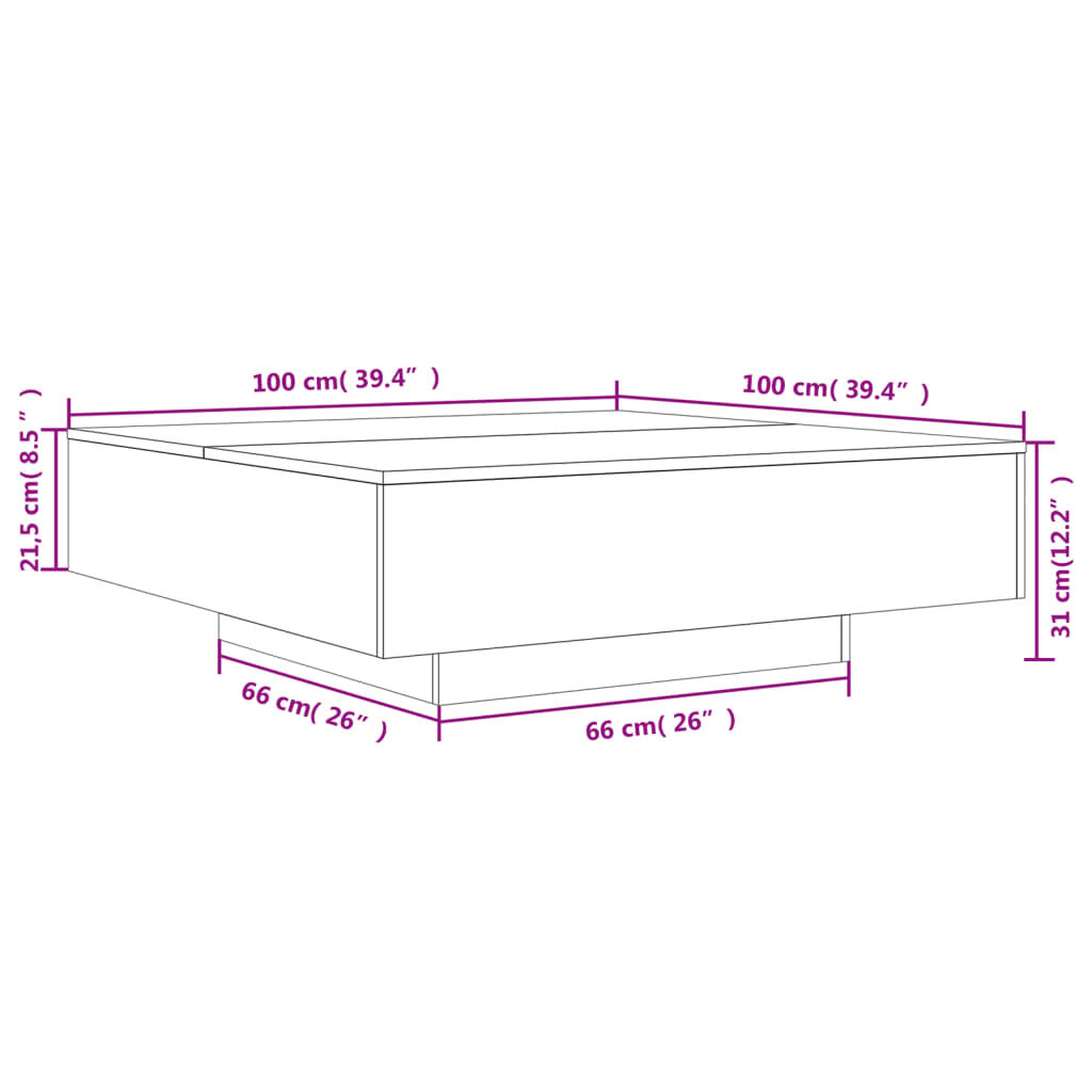 vidaXL Τραπεζάκι Σαλονιού Sonoma Δρυς 100x100x31 εκ Επεξεργασμένο Ξύλο