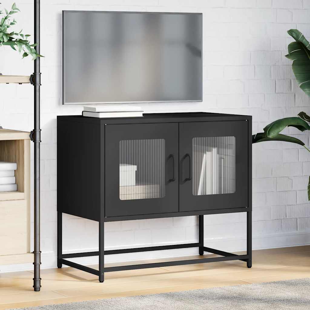 ντουλάπι τηλεόρασης vidaXL Μαύρο 68x39x60,5cm από χάλυβα ψυχρής έλασης