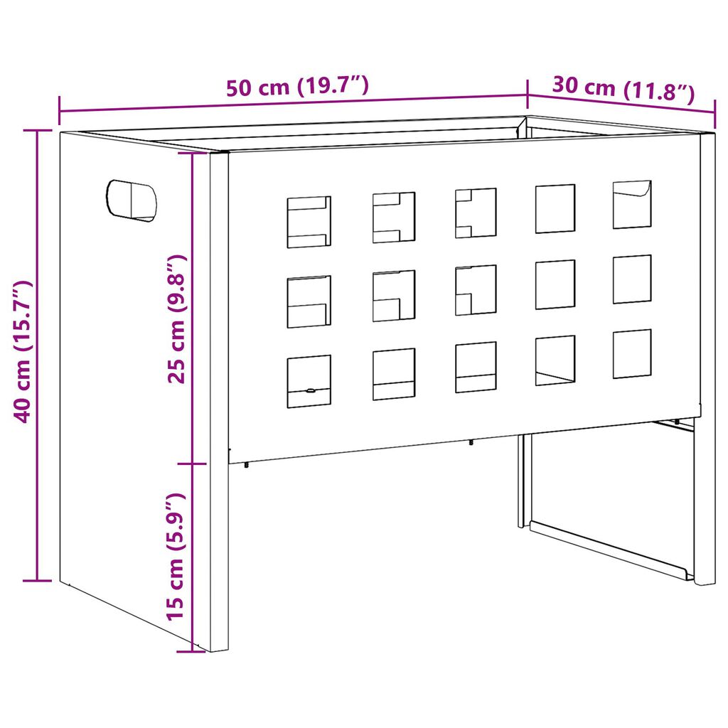 vidaXL Εστία Φωτιάς Ορθογώνια Μαύρη 50x30x40 εκ. Ατσάλι