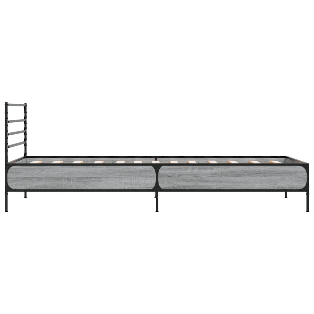 vidaXL Πλαίσιο Κρεβατιού Γκρι Sonoma 75x190 εκ. Επεξ. Ξύλο & Μέταλλο