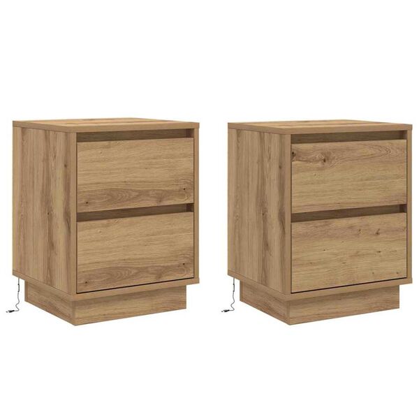 vidaXL Κομοδίνο με συρτάρι με 2 pcs artisan δρυς 39 x 34.5 x 50 εκ.