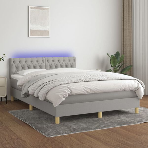 vidaXL &Kappa;&rho;&epsilon;&beta;ά&tau;&iota; Boxspring &mu;&epsilon; &Sigma;&tau;&rho;ώ&mu;&alpha; & LED &Alpha;&nu;.&Gamma;&kappa;&rho;&iota; 140x200 &epsilon;&kappa; &Upsilon;&phi;&alpha;&sigma;&mu;ά&tau;&iota;&nu;&omicron;