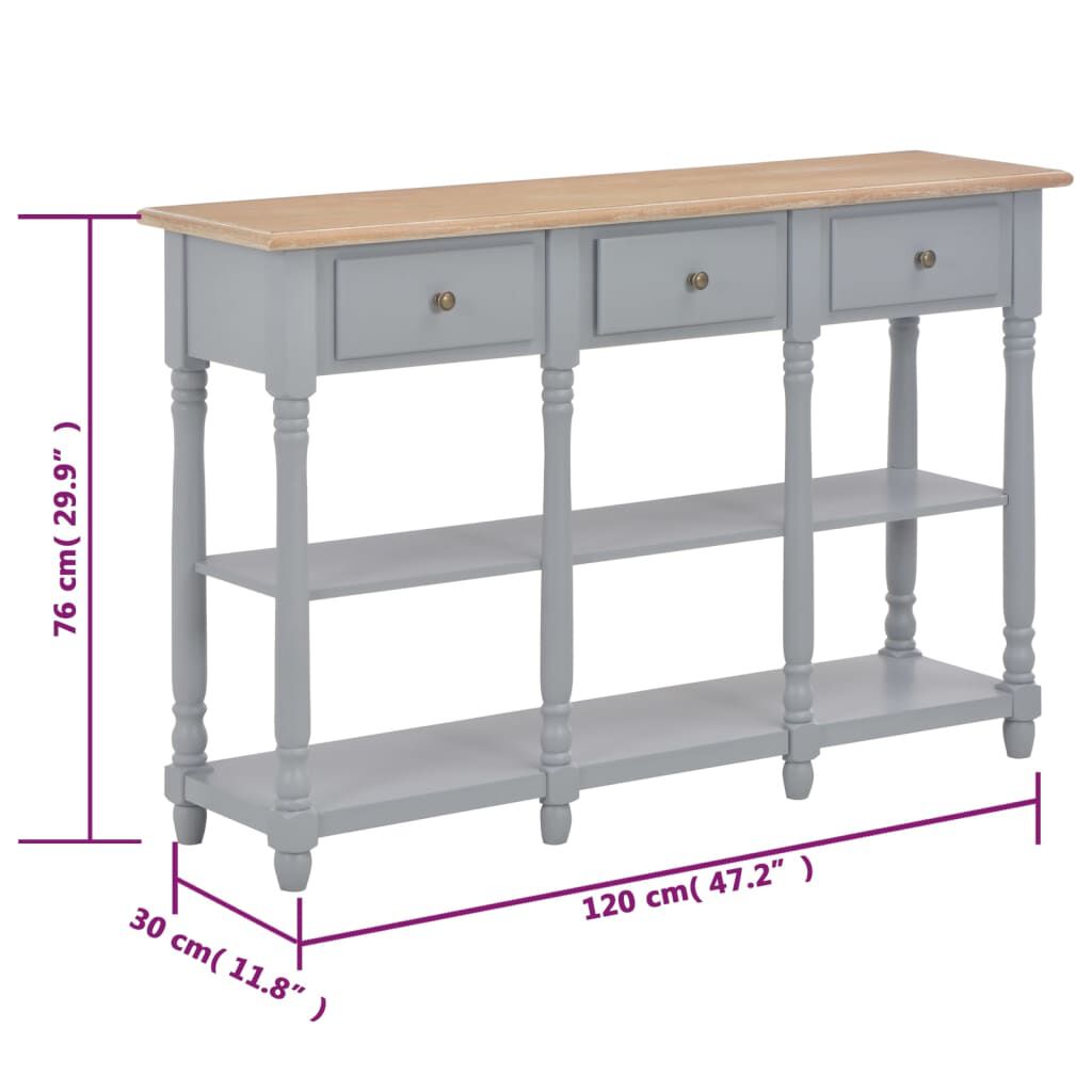 vidaXL Τραπέζι Κονσόλα Γκρι 120 x 30 x 76 εκ. από MDF