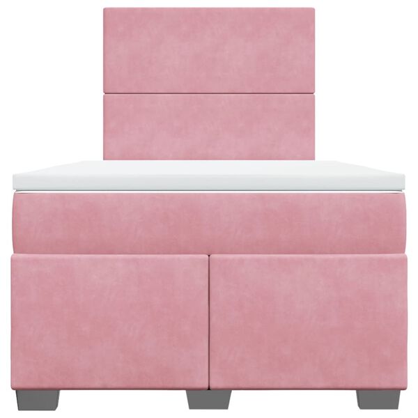 vidaXL Κρεβάτι Boxspring με Στρώμα Ροζ 120x190 εκ. Βελούδινο