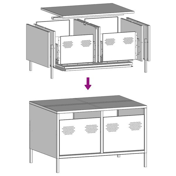 vidaXL Έπιπλο Τηλεόρασης Λευκό 68x50x43,5 εκ. Χάλυβας Ψυχρής Έλασης