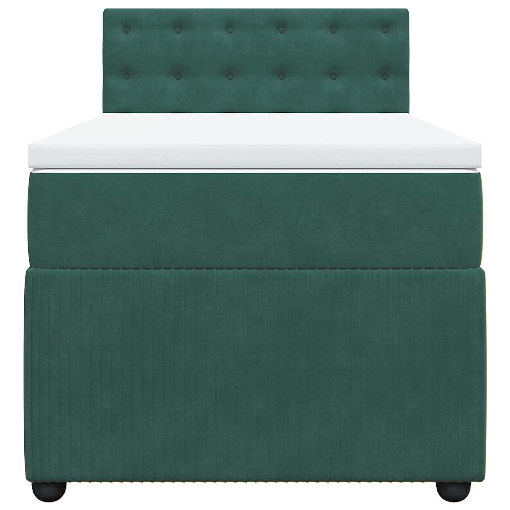 vidaXL Κρεβάτι Boxspring με Στρώμα Σκούρο Πράσινο 80x200 εκ. Βελούδινο