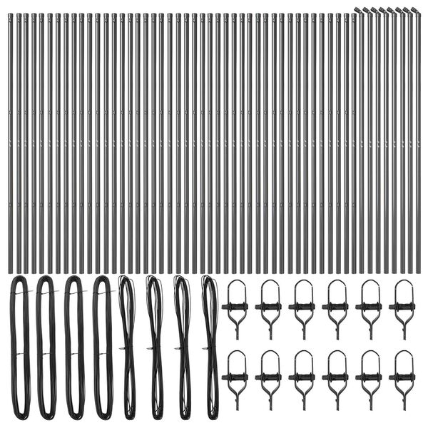 vidaXL Στύλος Περιφράξεων 52 pcs Γκρι 3.2 x 3.2 x 170 εκ Ατσάλι