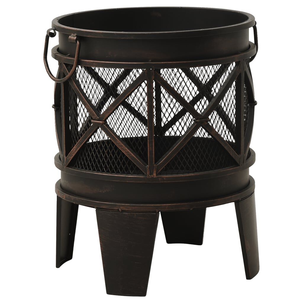 313637 vidaXL Rustic Fire Pit with Poker Φ42x54 cm Steel