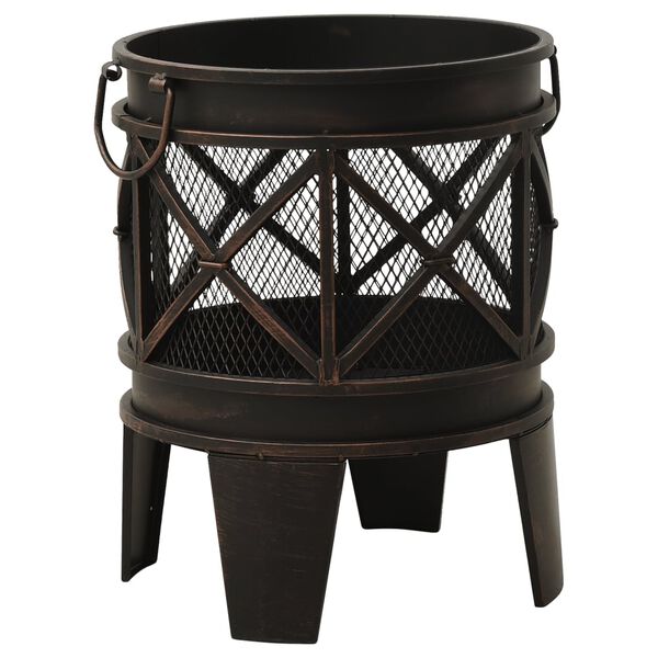 313637 vidaXL Rustic Fire Pit with Poker Φ42x54 cm Steel