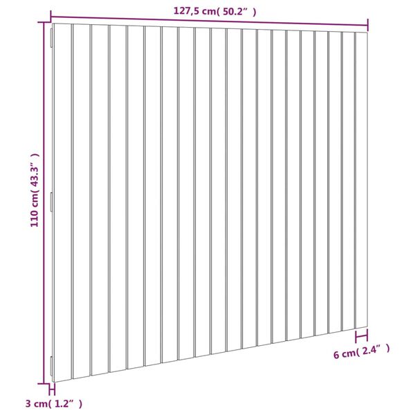 vidaXL Κεφαλάρι Τοίχου Μαύρο 127,5x3x110 εκ. από Μασίφ Ξύλο Πεύκου