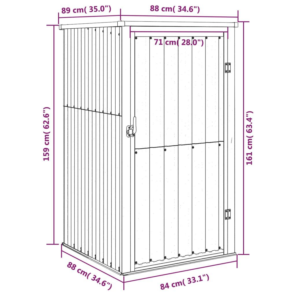 vidaXL Αποθήκη Εργαλείων Κήπου Καφέ 88x89x161 εκ. Γαλβαν. Ατσάλι