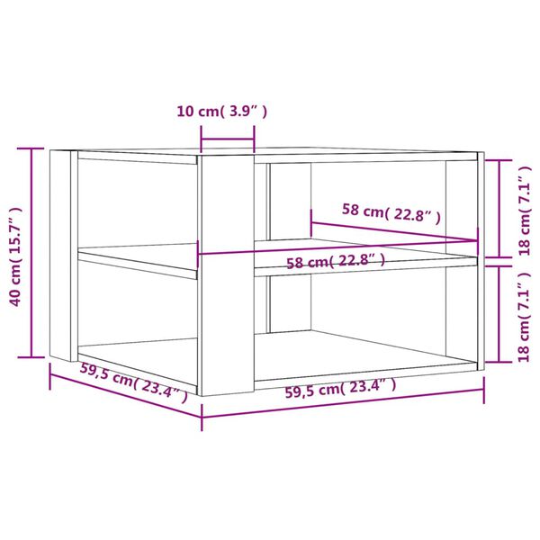 vidaXL Τραπεζάκι Σαλονιού Καπνιστή Δρυς 59,5x59,5x40 εκ. Επεξ. Ξύλο