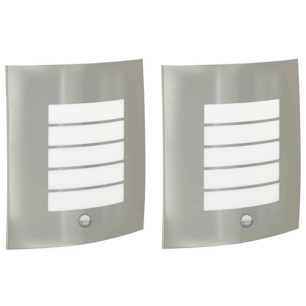 vidaXL Εξωτερικά Φωτιστικά Τοίχου 2 pcs Ασημί 23.5 x 10.5 x 26 εκ