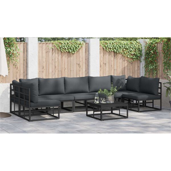 vidaXL Σετ Καναπέ Κήπου 8 pcs Μαύρο 70 x 70 x 32 εκ Αλουμίνιο